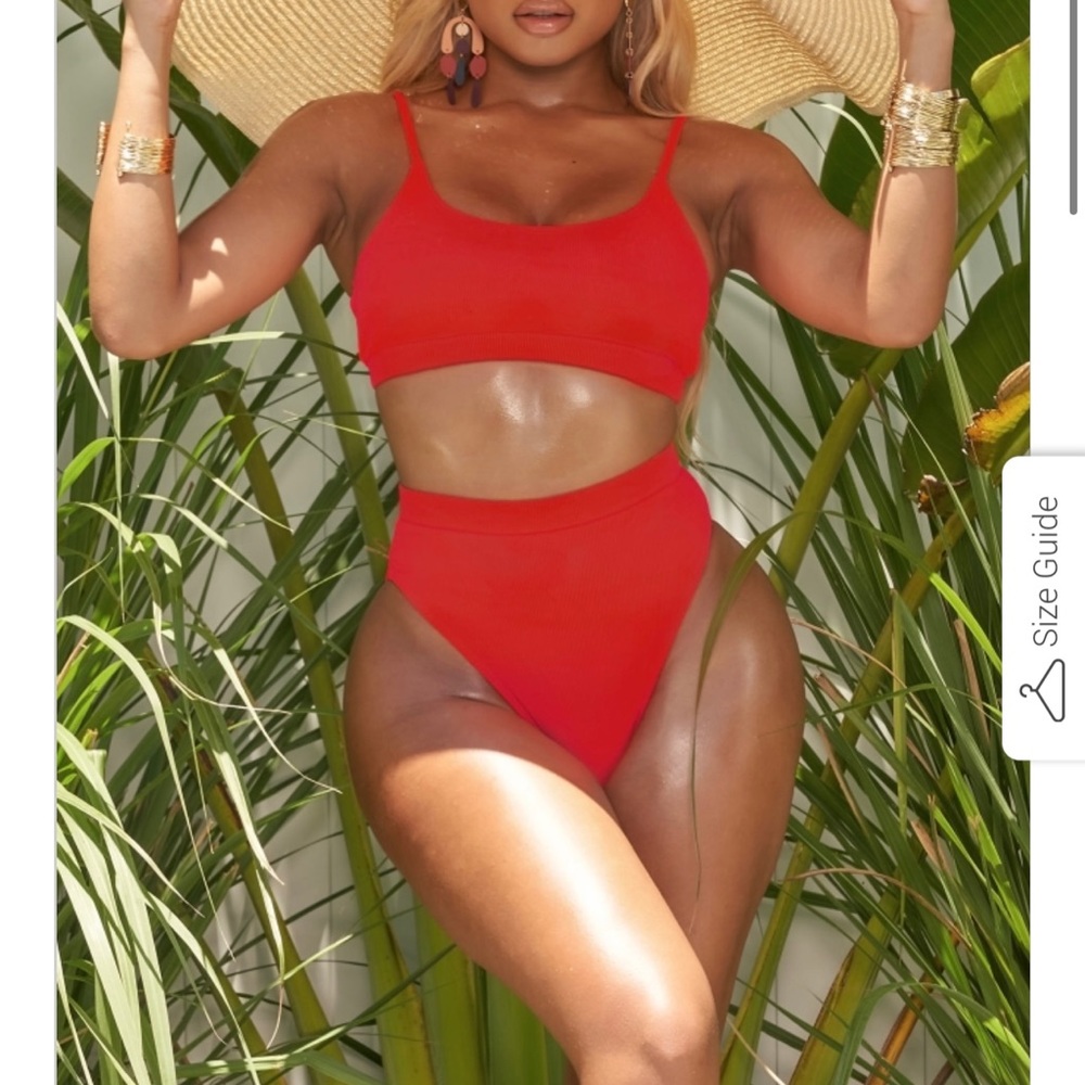 Matte Collection Orion Ribbed Bikini Red XL